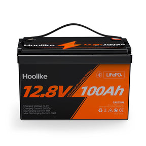 HOOLIKE 12.8V 100Ah Bluetooth-Enabled Lithium Iron Phosphate (LiFePO4) Battery