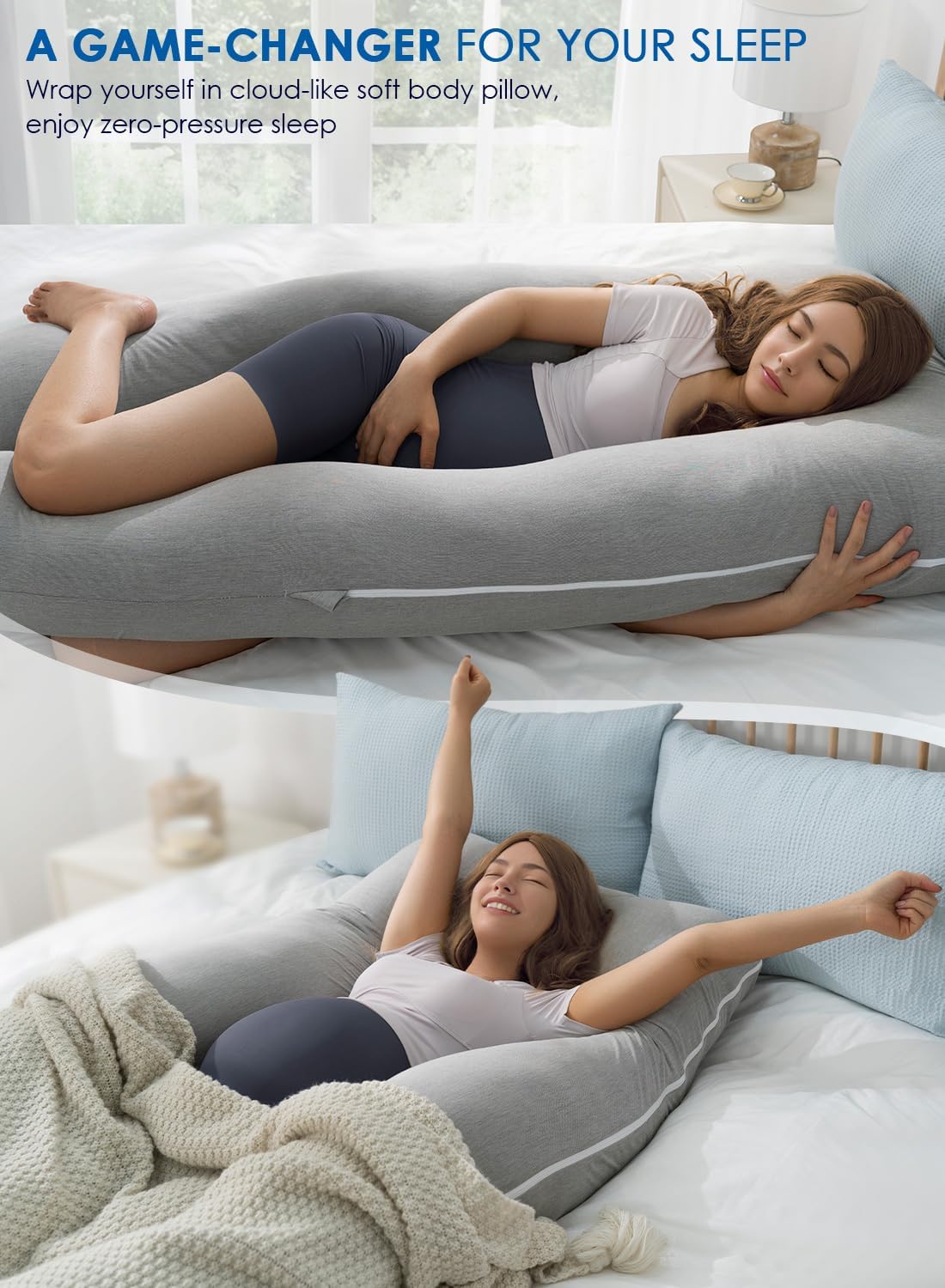 Cooling Maternity Pillow for Sleeping U Shaped Body Pillow for Pregnant Support