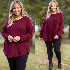 Curved Hem Slouchy Tunic, Wine