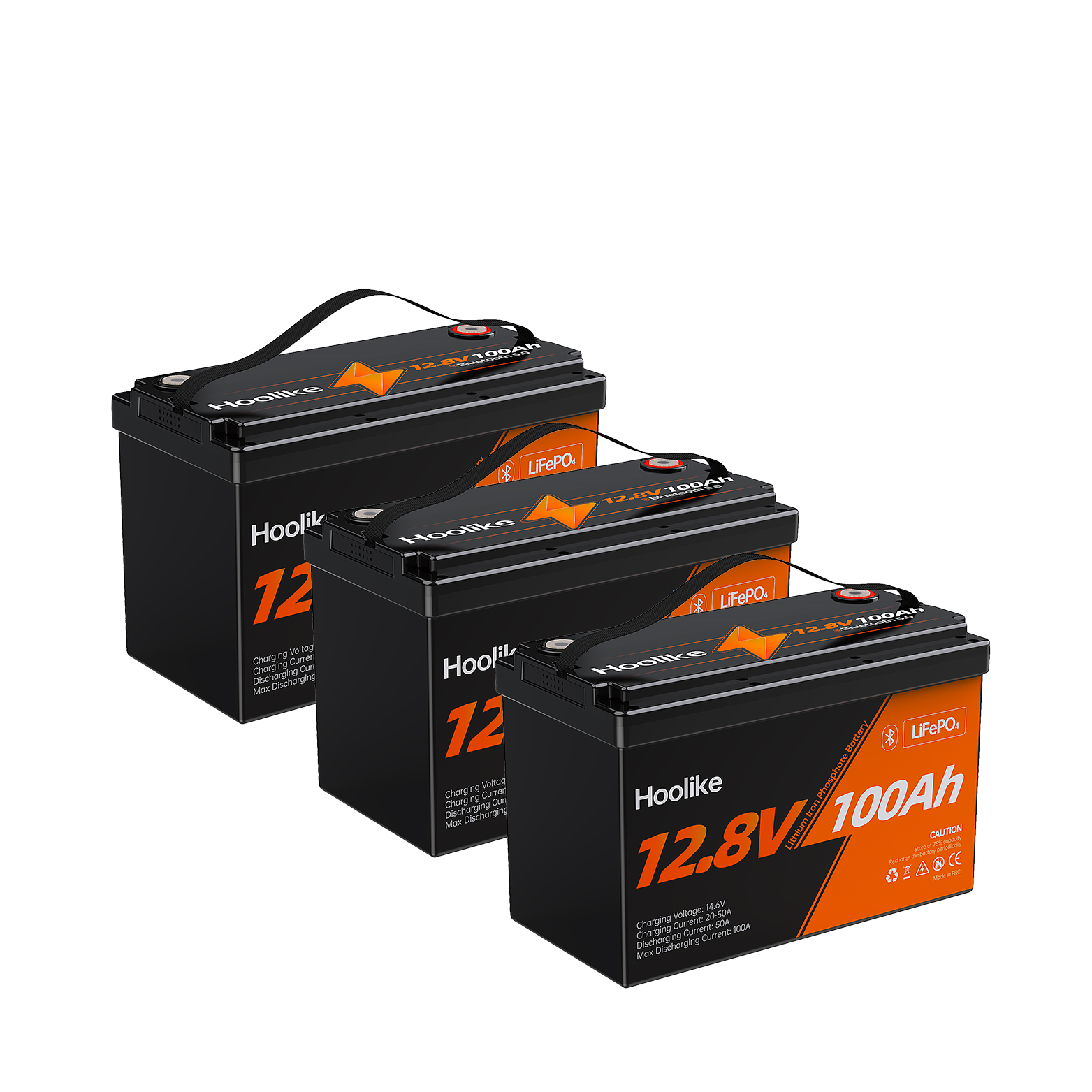 HOOLIKE 12.8V 100Ah Bluetooth-Enabled Lithium Iron Phosphate (LiFePO4) Battery