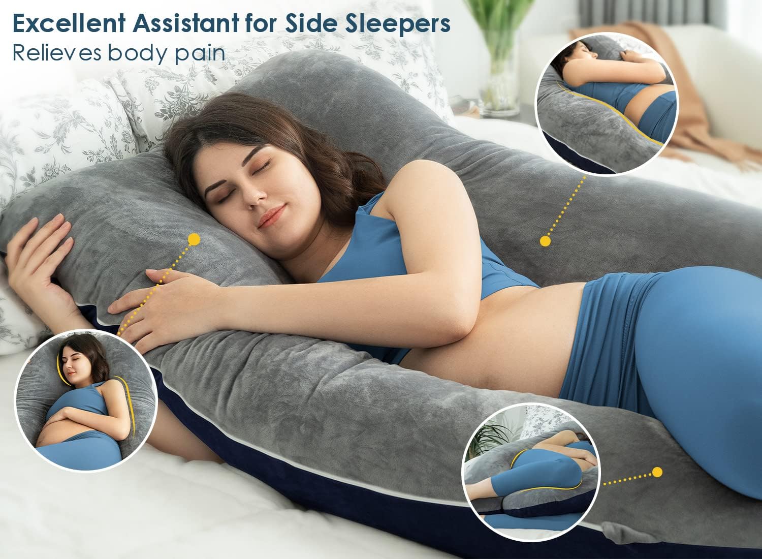 Cooling Maternity Pillow for Sleeping U Shaped Body Pillow for Pregnant Support