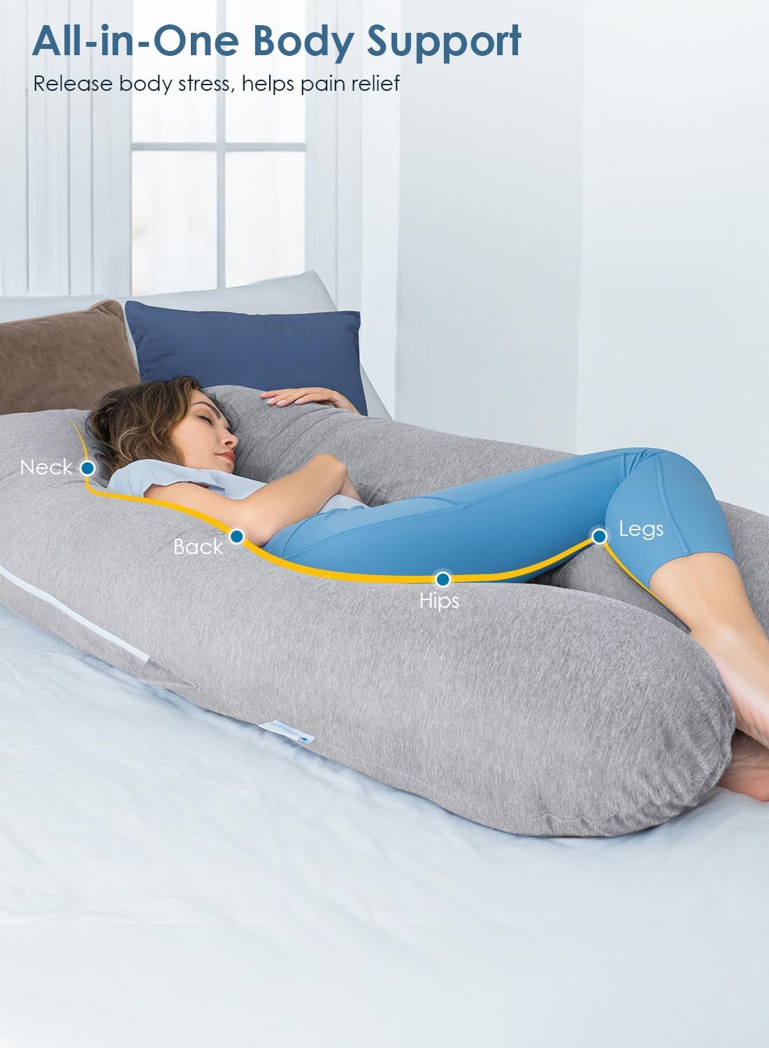 Cooling Maternity Pillow for Sleeping U Shaped Body Pillow for Pregnant Support