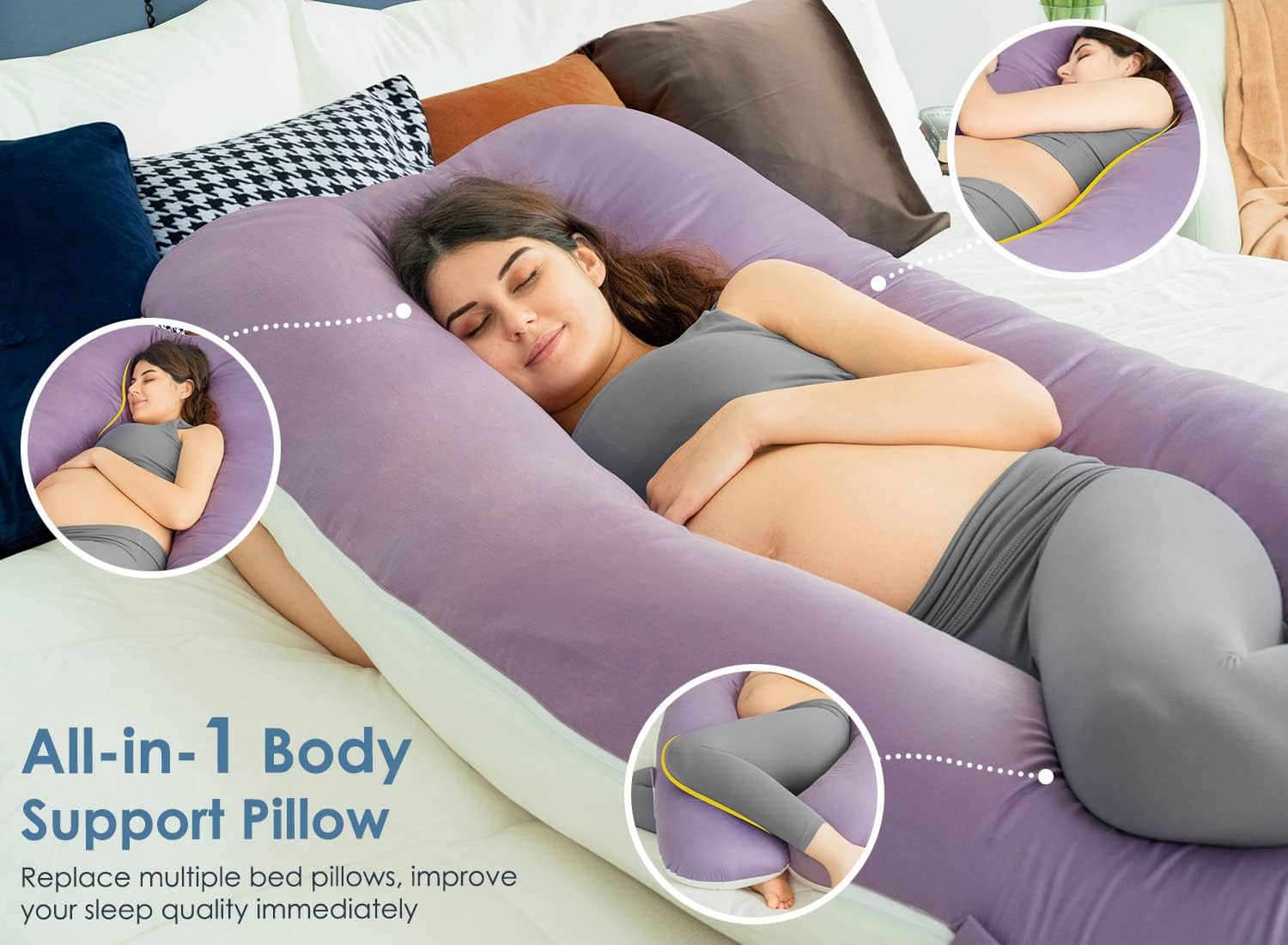 Cooling Maternity Pillow for Sleeping U Shaped Body Pillow for Pregnant Support