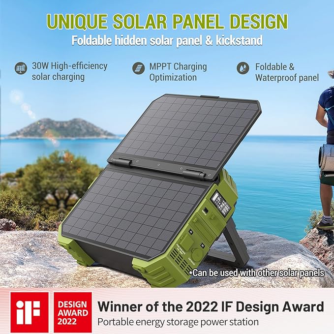 💥Last Day Buy 1 Get 1 Free💥Portable Power Station with Built-in Solar Panel