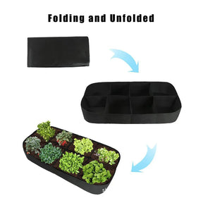 Raised Garden Bed Rectangular Planting Bag 4/8 Pockets Square Plant Grow Bags For Vegetables Flowers Felt Multi-grid