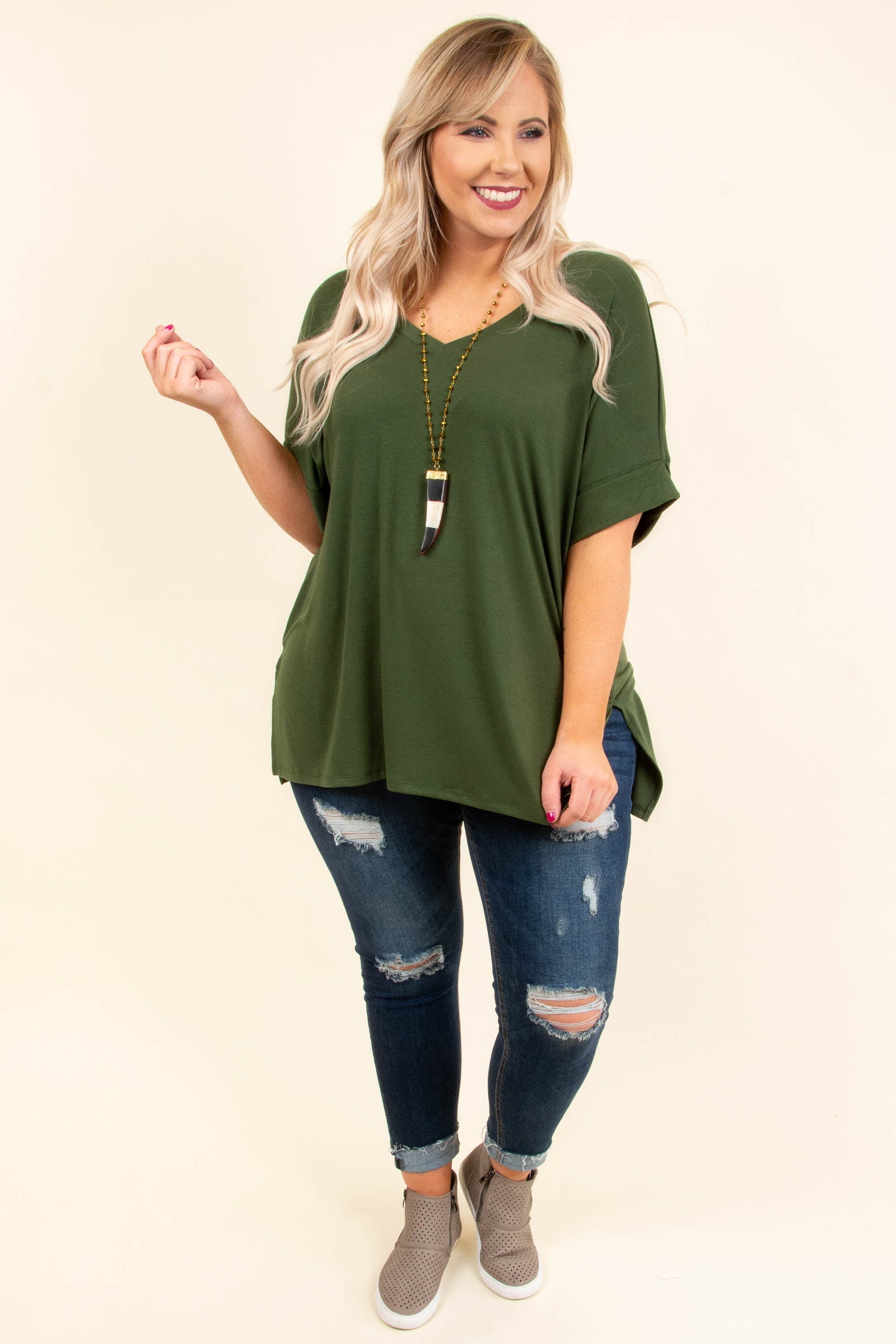 Comfy Travels Top, Army Green