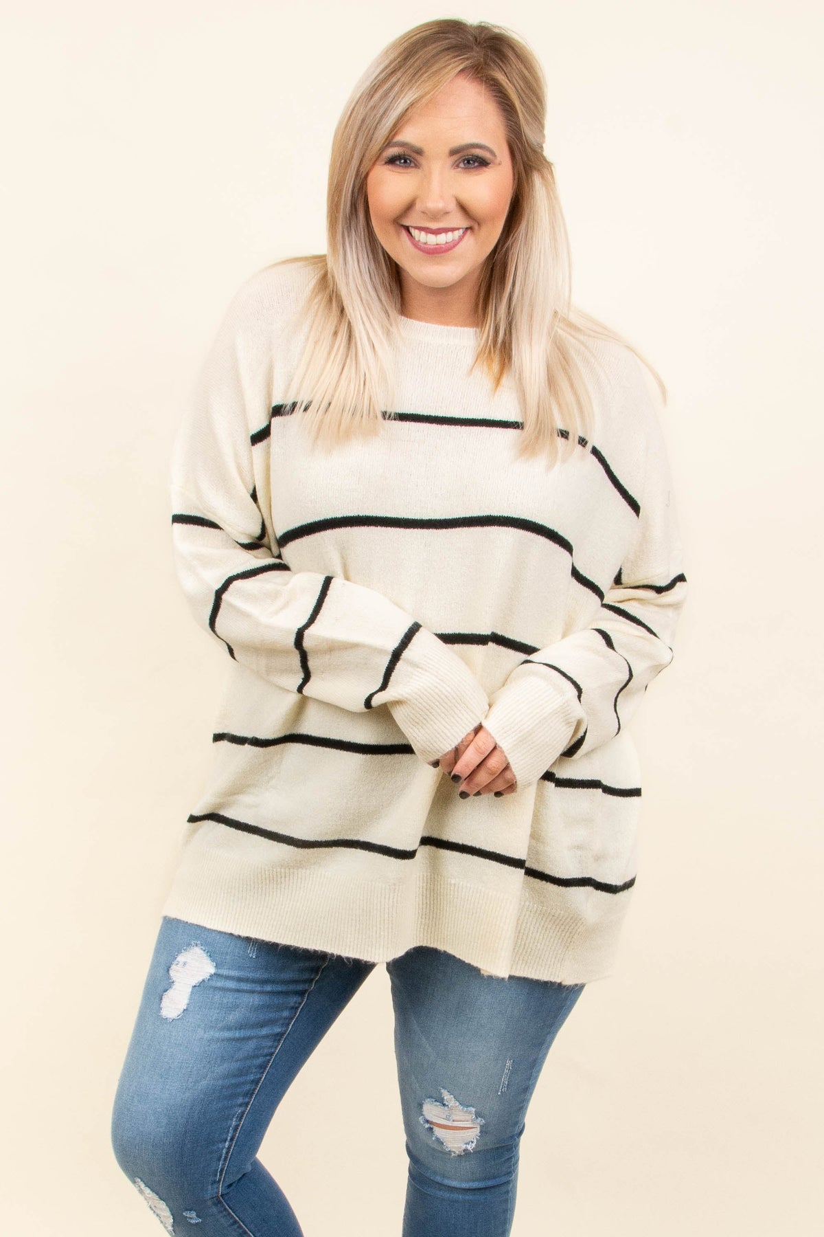 Slumber Party Sweater, Ivory-Black