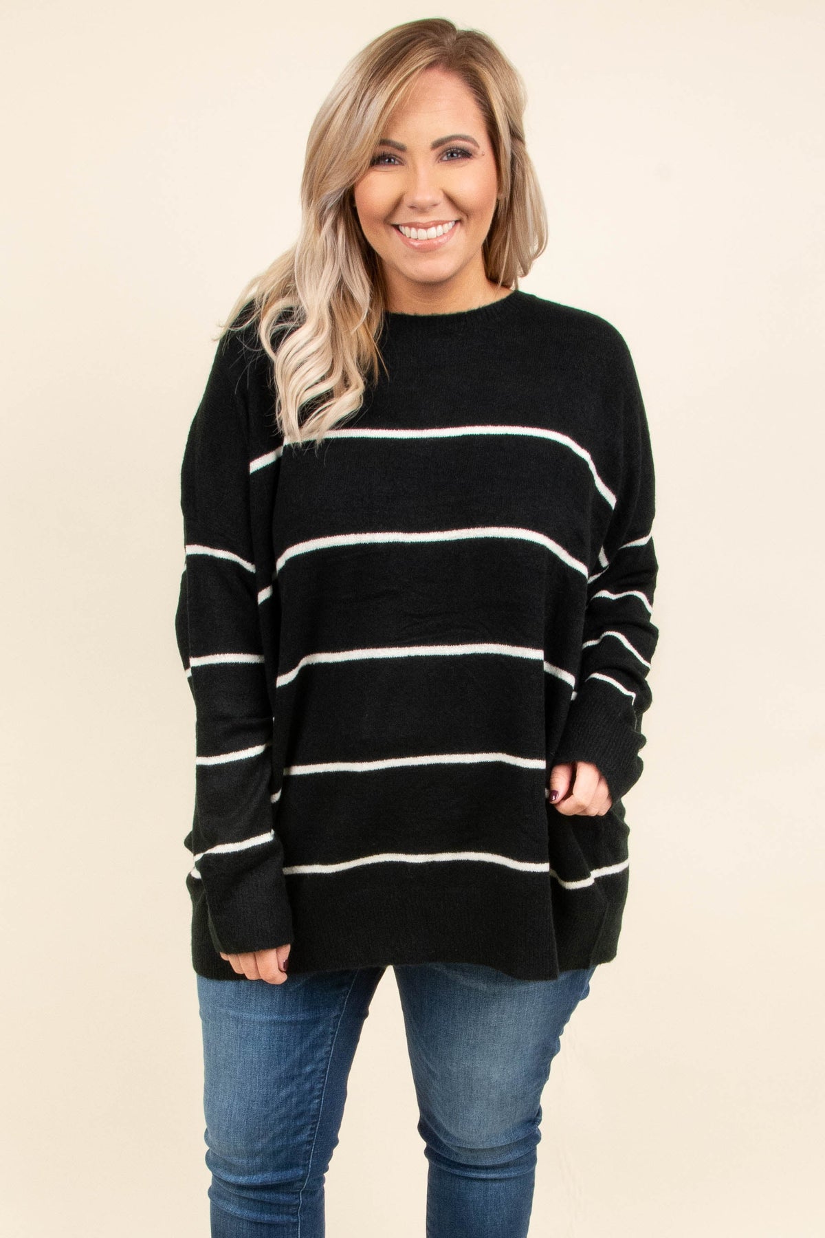 Slumber Party Sweater, Black-Cream