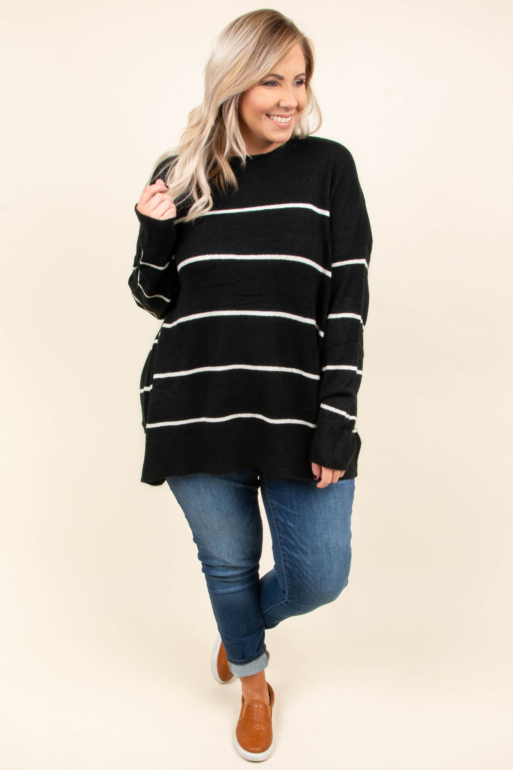 Slumber Party Sweater, Black-Cream