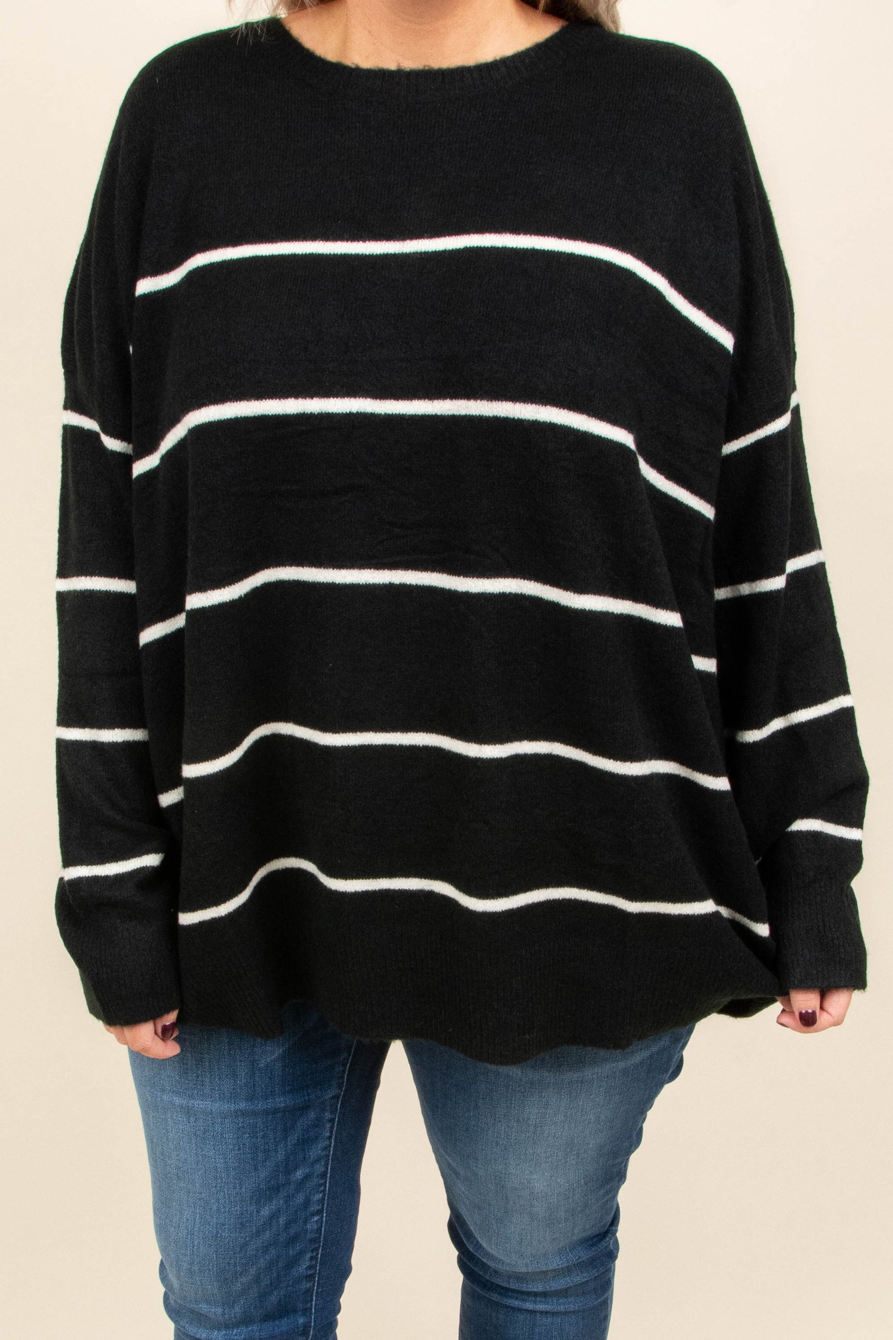 Slumber Party Sweater, Black-Cream