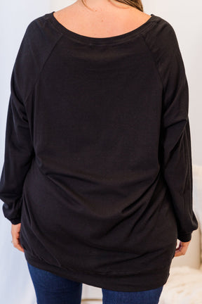 Slouchy Dolman Tunic Long Sleeve, Black