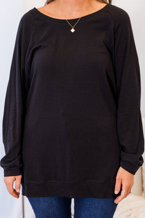 Slouchy Dolman Tunic Long Sleeve, Black