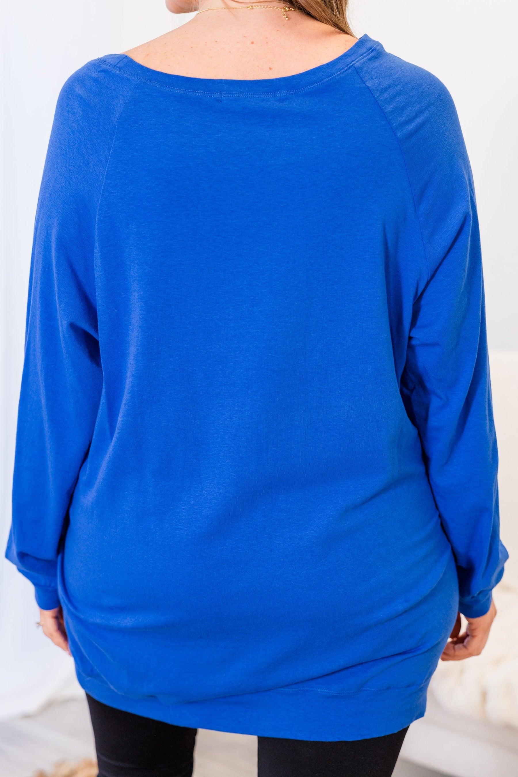 Slouchy Dolman Tunic Long Sleeve, Cobalt