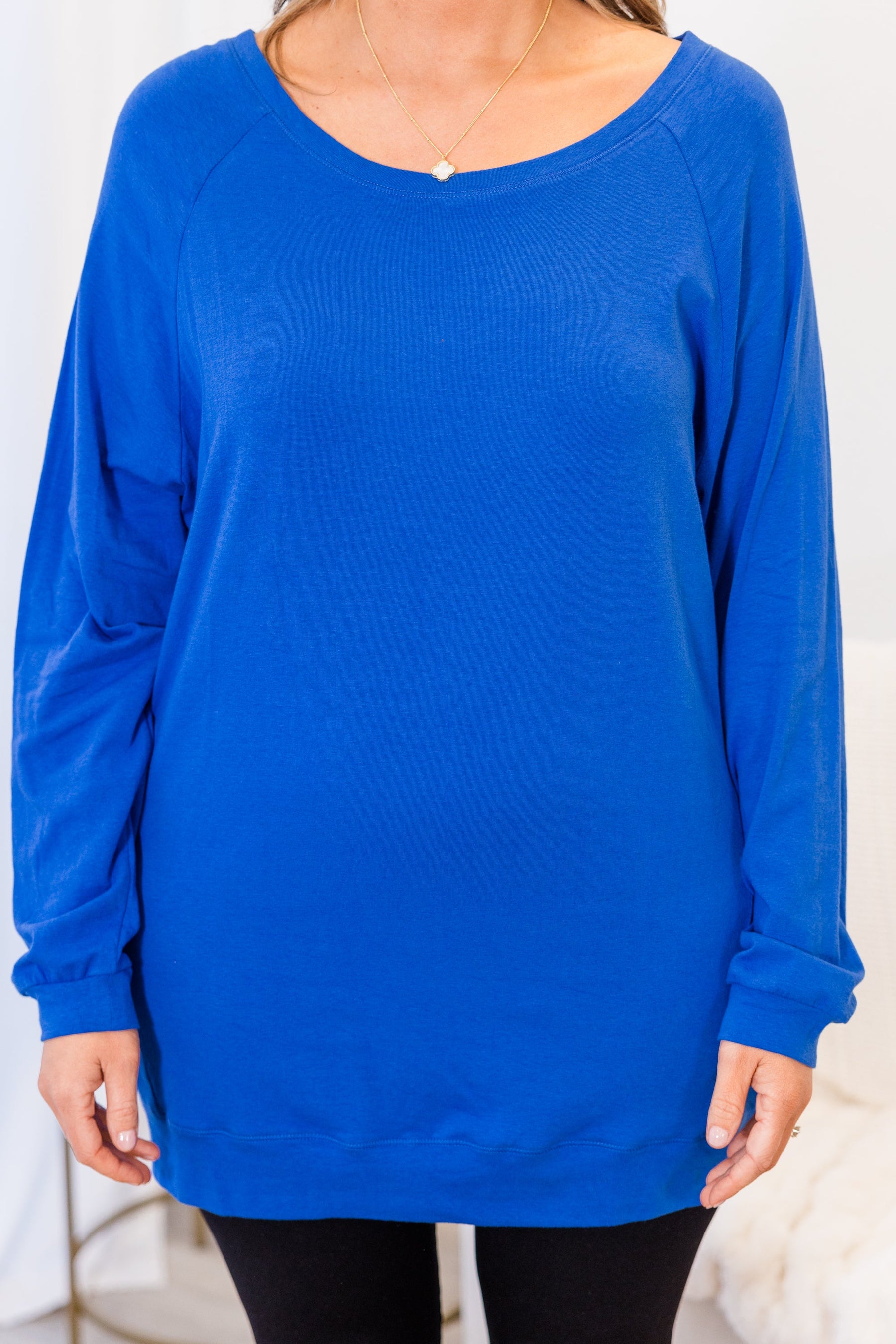 Slouchy Dolman Tunic Long Sleeve, Cobalt