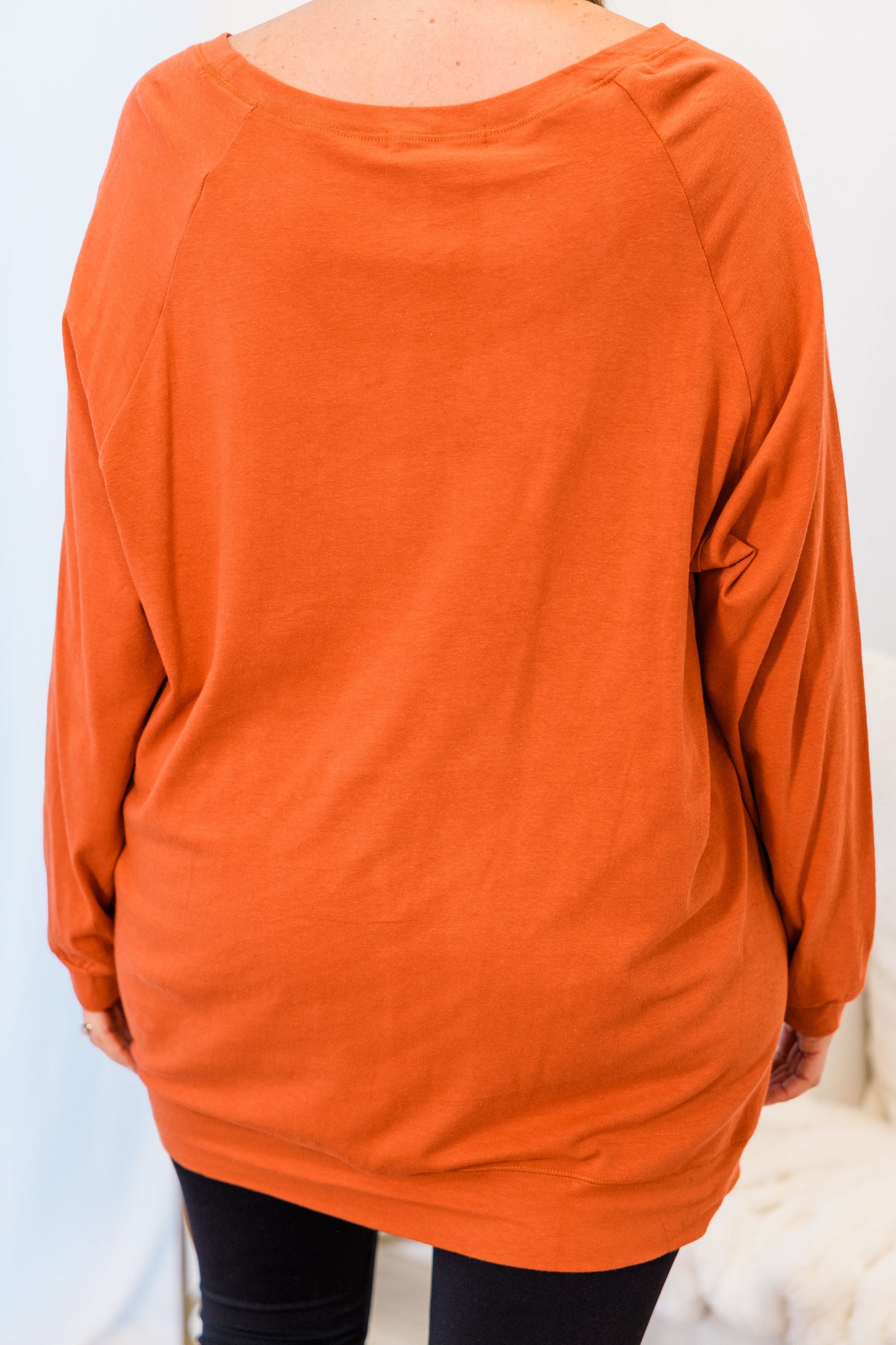 Slouchy Dolman Tunic Long Sleeve, Rust