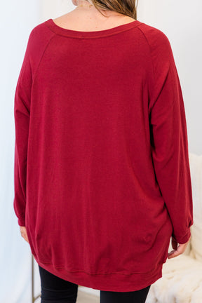 Slouchy Dolman Tunic Long Sleeve, Wine