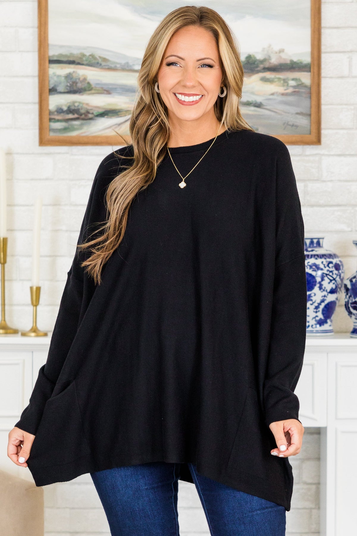 Snow Whispers Tunic, Black